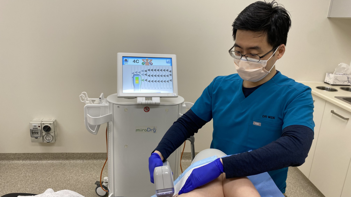 miraDry underarm sweat treatment procedure being performed at The R Clinic, Canberra
